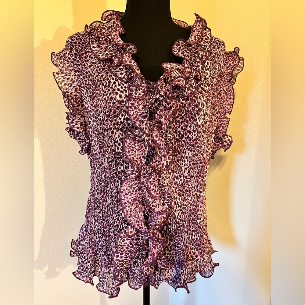 Real Stretch Ruffle Button Down Top